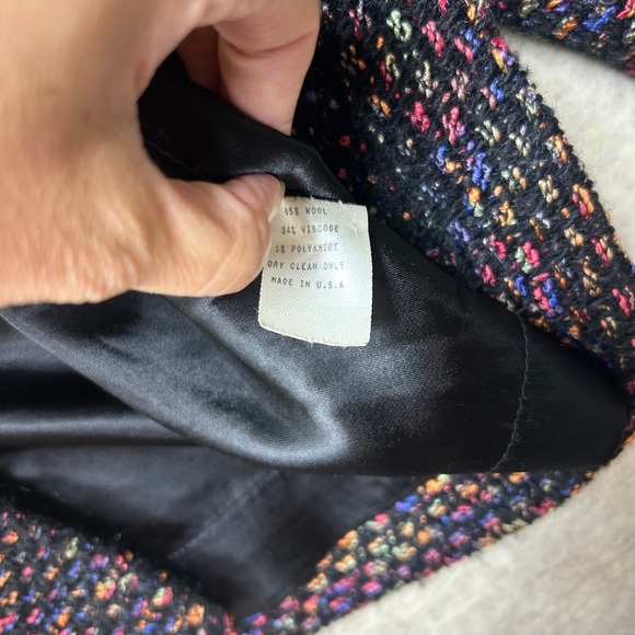 Caroline Rose One Size Multicolor Tweed Jacket Button Front Pockets Made in USA - Picture 4 of 6